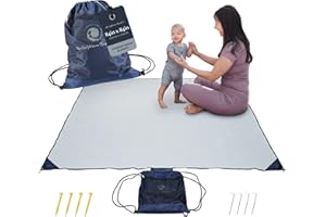 POP 'N GO PLAYPEN POP 'N GO Picnic Blankets - Waterproof Picnic Blanket W/Sand & Ground Stakes - Beach & Outdoor Blanket, Foldable W/Travel Bag - Picnic Supplies
