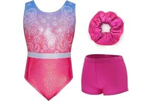 Aosva Gymnastics Leotards for Girls One-piece Sparkle Colorful Rainbow Dancing Athletic Leotards Set 2-14Years