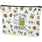 Papiailove Pickles Makeup Bag Gifts for Women, Funny Cosmetic Bag for Food Cucumber Lover, Christmas Birthday Gift for Girl Friends Travel Toiletry Organizer Zipper Pouch