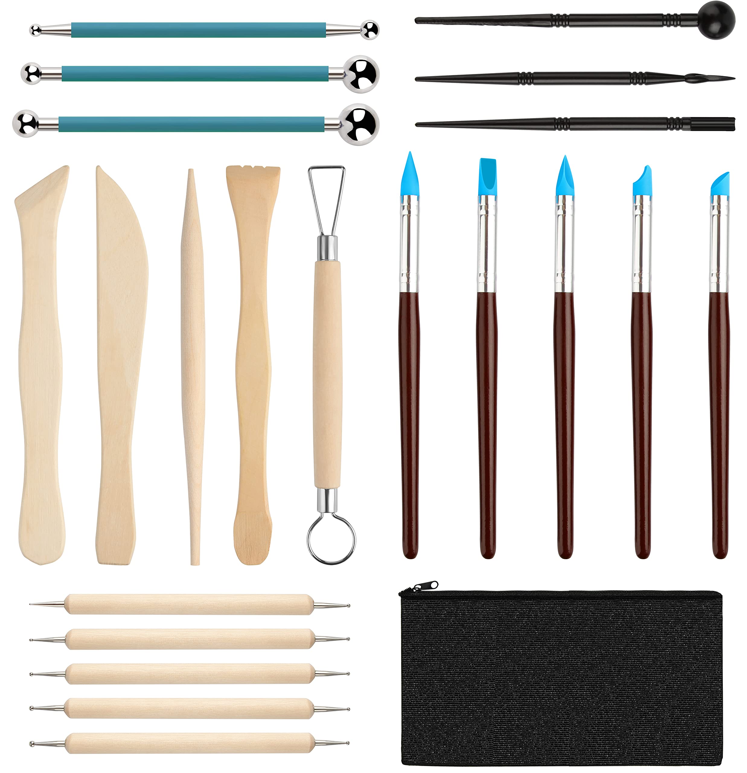 Nuts OT nuts Polymer Clay Tools 22 Pcs Pottery Tools Kit Clay Modelling Sculpting Tools with a Storage Bag Sculpture Carving Tool for Beginners and Professionals Engraving Clay Ceramics