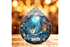 AMAQUANG Christmas Tree Acrylic Ornament, Christmas Ornaments 2025, Christmas Ornament, Tree Ornaments, White Elephant Gifts for Adults, Gag Gifts Funny Adult, Christmas Decor (Noel in the Forest)