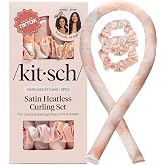 Kitsch Satin Heatless Curls Overnight Set - Sunset Tie Dye | No Heat Damage Overnight Curls | Comfortable Frizz Free Hair Cur