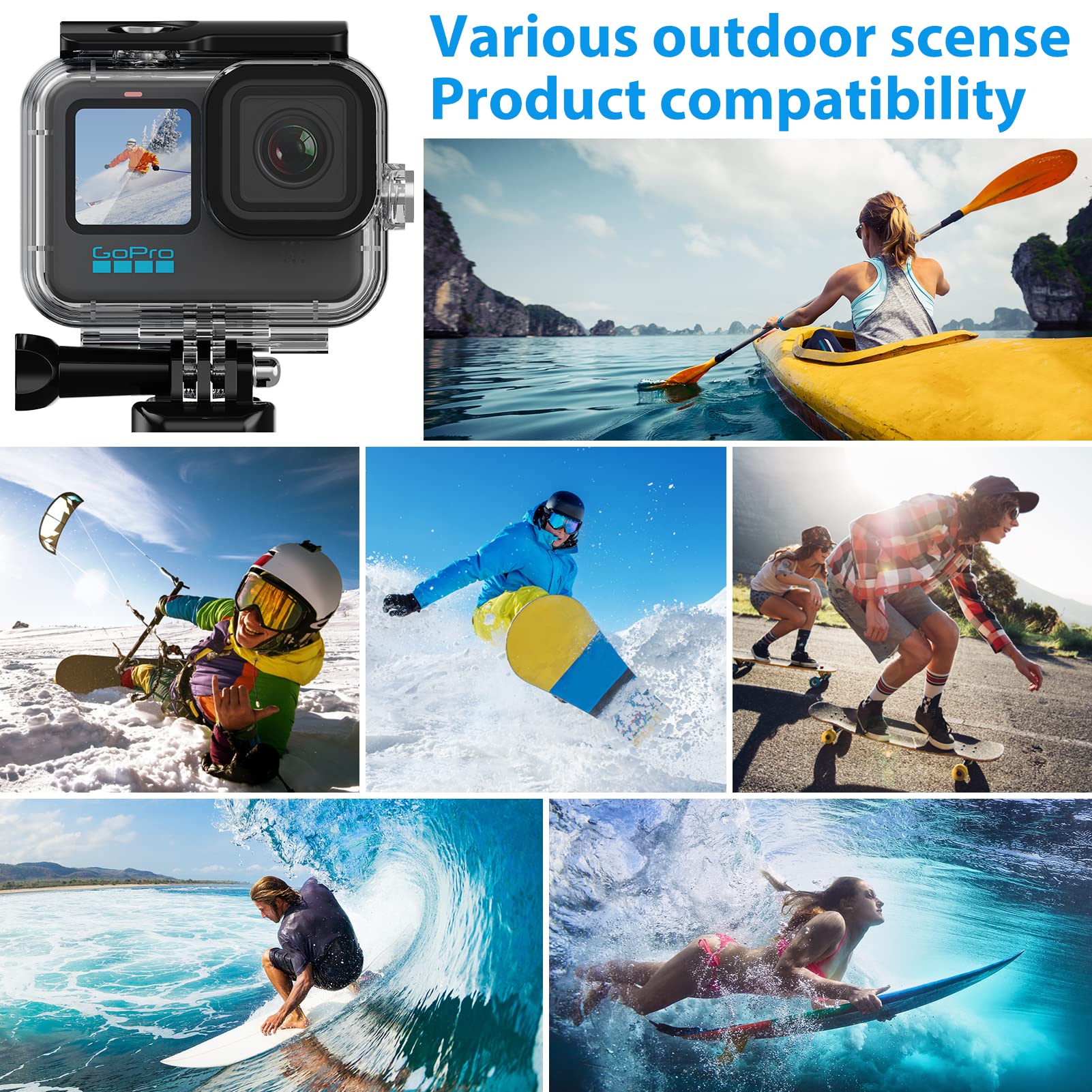 HONGDAK 196ft/60m Waterproof Housing Case for GoPro Hero 13 12 11 10/9 Black, Protective Underwater Dive Housing Shell with Bracket Accessories for Go Pro Hero13 Hero12 Hero11 Hero10 Hero9 Camera