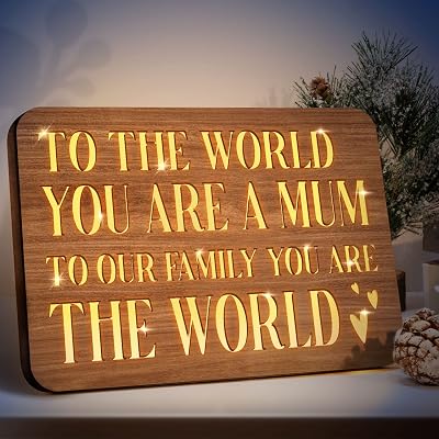 Vetbuosa Mum Night Light Wooden Sign Engraved Gift From Daughter Son