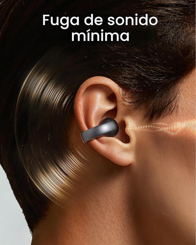 AeroClip Soundcore da Anker, Auscultadores de Ouvido Abertos, Conforto de Adaptação, Chamadas Claras com 4 Microfones AI, Ajuste Estável, Altifalantes de 12 mm para Som Claro, Forma de Anel Aberto