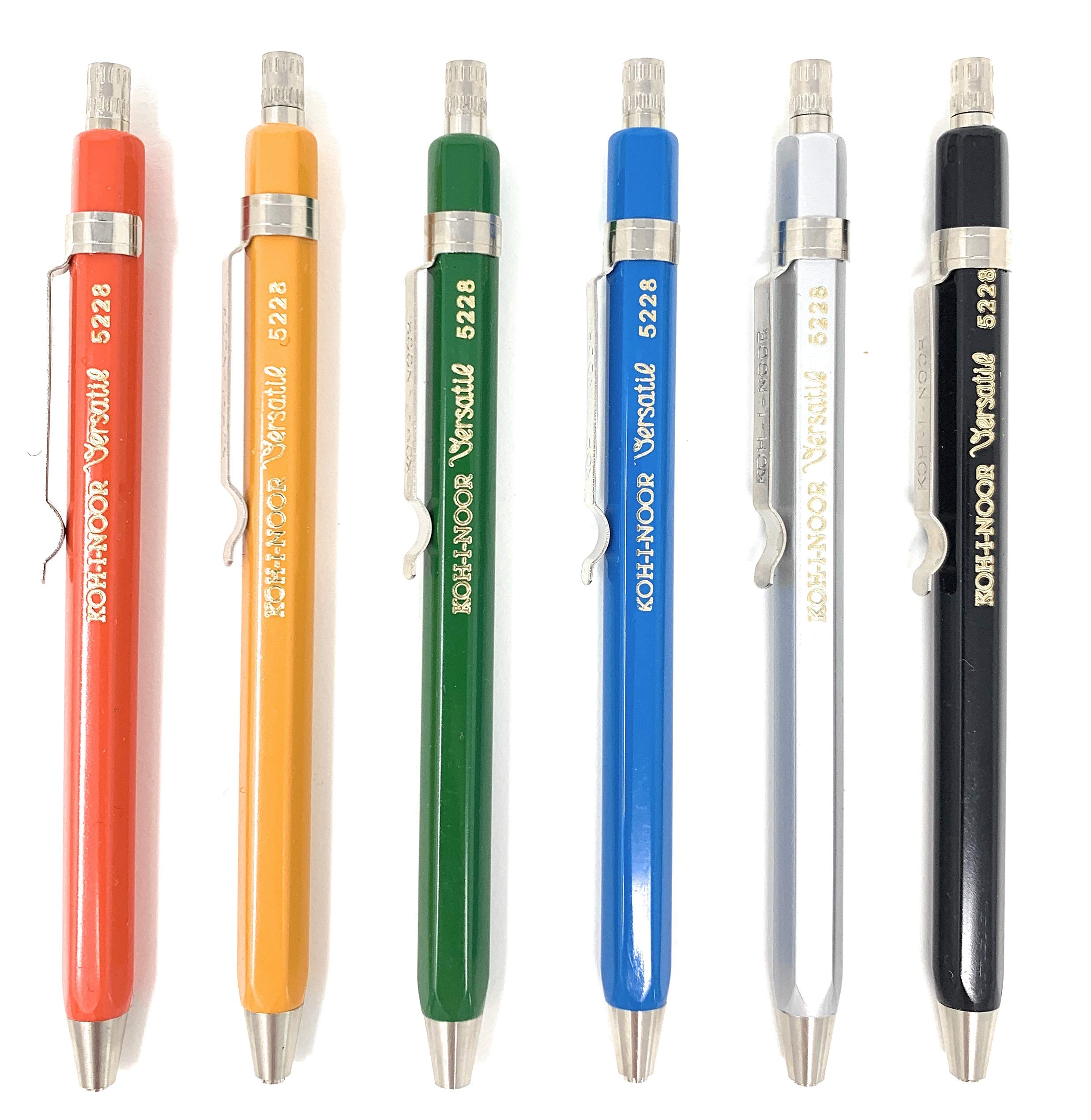 Clutch Pencil Mechanical Pencil Short 2 mm Thick Lead Koh-I-Noor Set of 6 with Leads