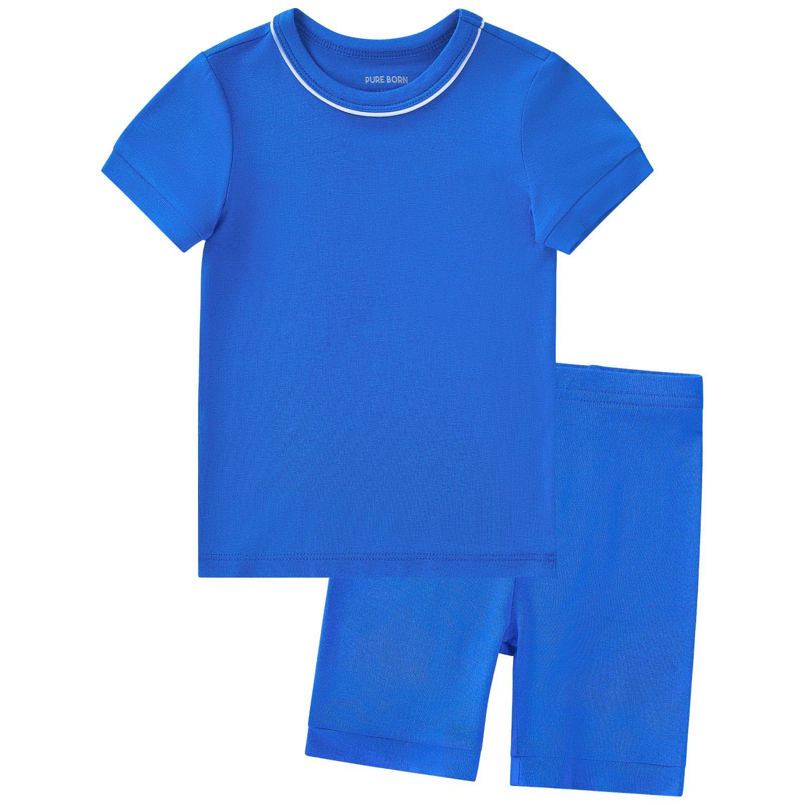 Photo 1 of pureborn Toddler Pajamas Set Pjs - Little Boy Short Sleeve Snug Fit Sleepwear 2pcs Royal Blue 3T