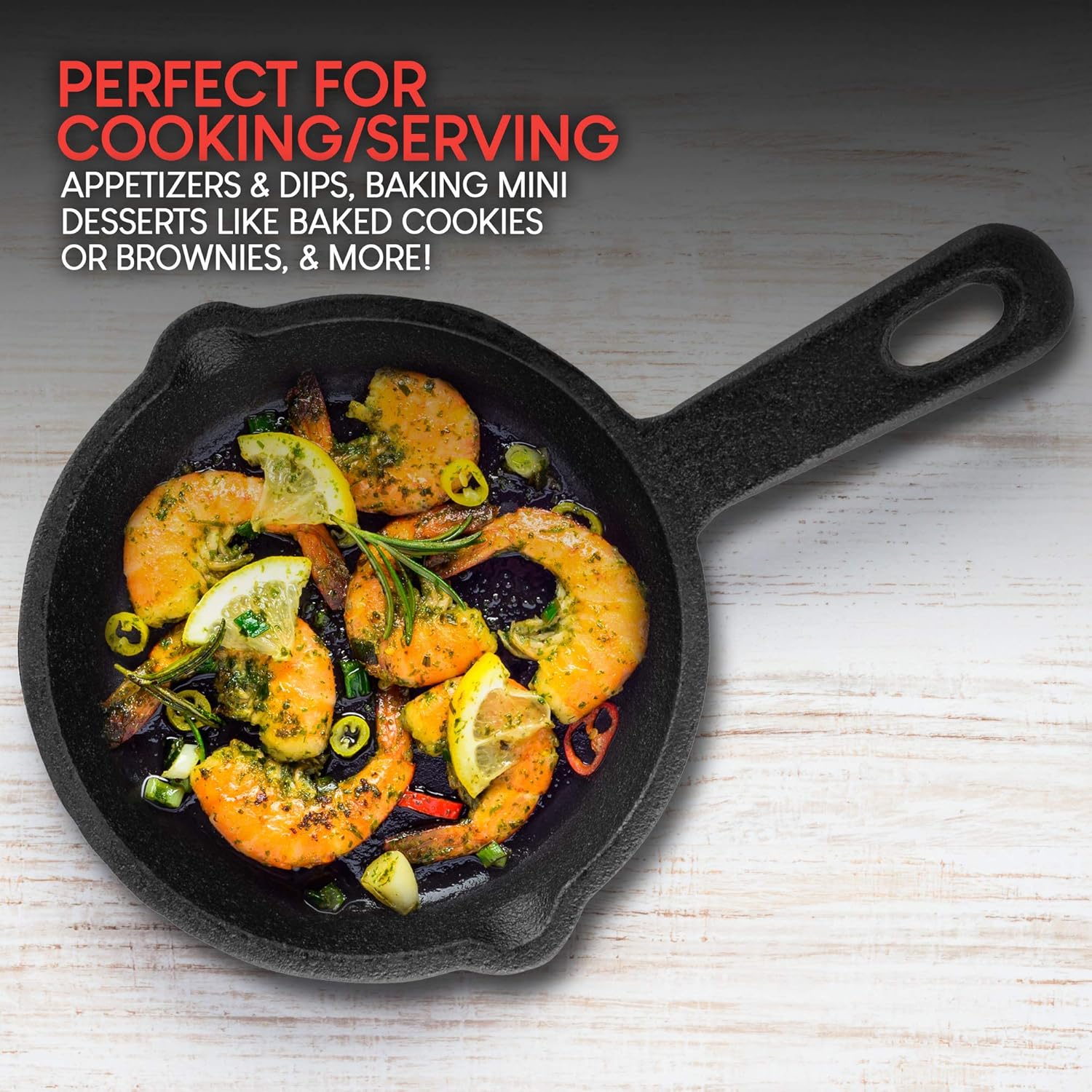Modern Innovations Mini Cast Iron Skillet with Silicone Mitt (4 Count) - 3.5 Inch Mini Cast Iron Skillet - Pre Seasoned Small Cast Iron Skillet Set - Mini Cast Iron Skillets for Baked Cookie/Brownie: Kitchen & Dining
