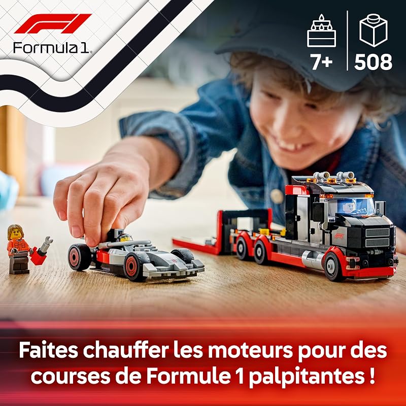 City Camion de F1 avec Voiture de Course de F1 Audi - Jouet Voiture - Maquette avec 3 Minifigurines & Fonction Chargement - Idée de Cadeau pour Garçon dès 7 Ans & Fans de Sport Automobile 60493 — photo 3 sur 8