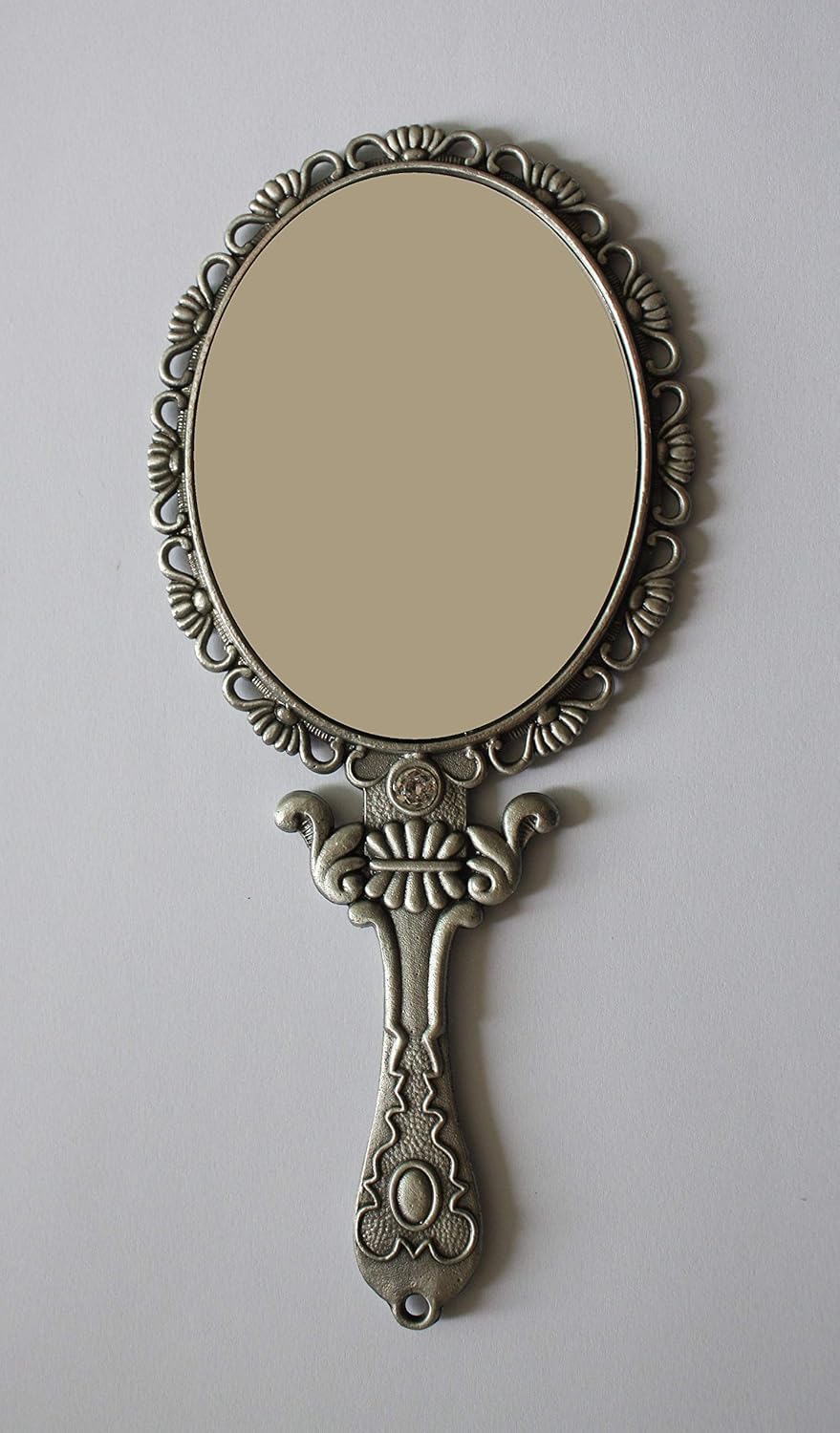SEHAMANO Vintage Hand Mirror with Embossed Rose on The Back Handheld Makeup Beauty Metal Mirror Compact Purse Small Mirror (Brass (Matt Gold)): Home & Kitchen