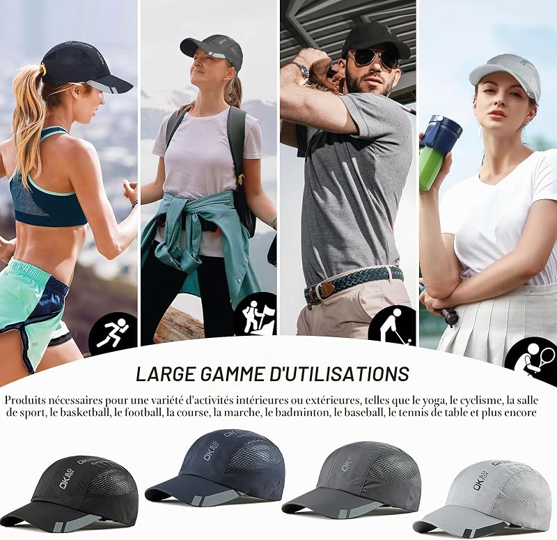 APOW 2 Pcs Casquette de Baseball Séchage Rapide Homme Femme, Casquette Running de Sport été Anti UV Réglable Pliable, Légère Maille Outdoor Chapeau de Baseball Chapeau SoleilGolf Cyclisme Randonnée