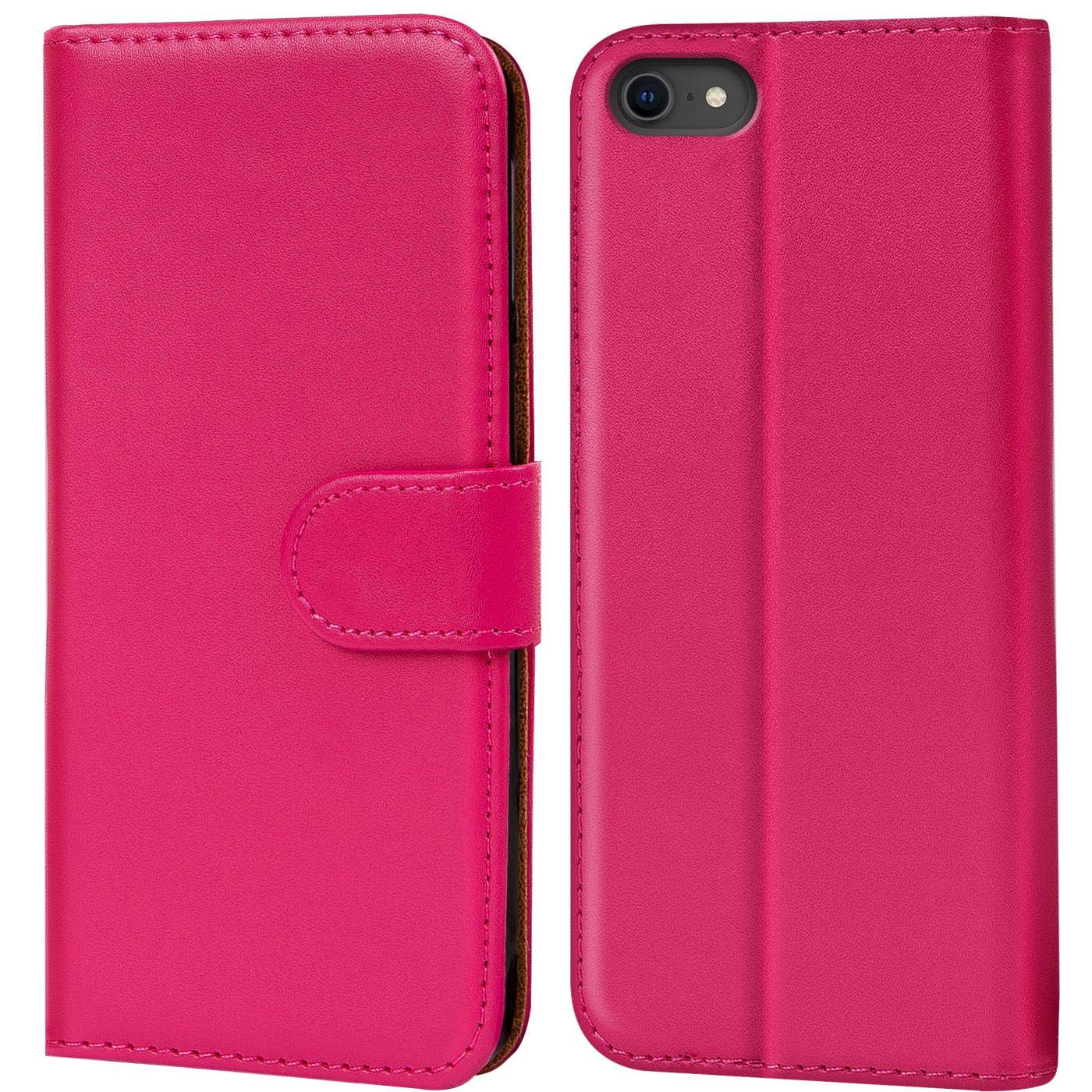Verco Wallet Case for iPhone SE 2022/2020 Book Cover with Magnetic Closure compatible with iPhone SE 2./3. Generation Flip Case with Card Slots 4.7 inch - Pink