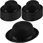 SGBETTER 15 Pack Kids Felt Bowler Hats Bulk Black Derby Bowler Hat 1920s Party Hat for Boys Girls Cosplay Prop Party Dress Up