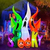 SEASONBLOW 8FT Halloween Inflatable Ghosts Family with Spooky Outdoor Decor | Halloween Blow Up Ghosts Family with Spooky Pumpkin Built-in Lights for Halloween Holiday Party Indoor Outdoor Yard Garden