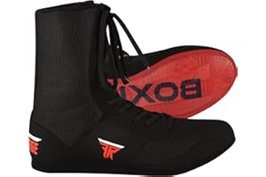 VELO FISTRAGE Leather High and Top Kick Boxing Shoes Fighting Sports Training Mesh Unisex Pro Men's and Youth Light Weight | Black Color Boxing Shoes for Adults