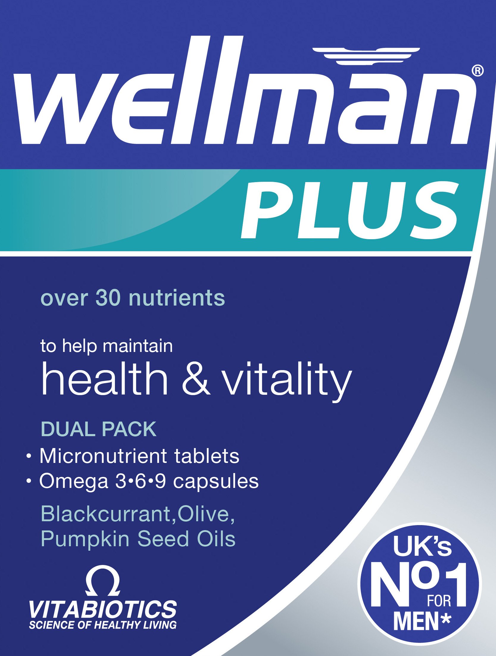 Wellman Plus Multivitamin Tablets. UK's No.1 for Men. Comprehensive Multivitamin Formula with Vitamin D, Omega 3-6-9 and Micronutrients