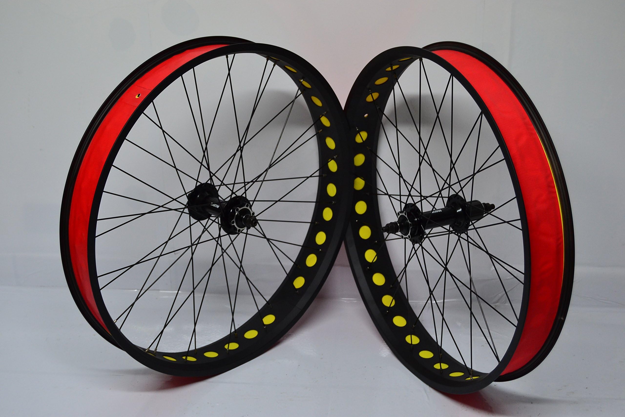 Cicli Ferrareis RUOTE FAT BIKE CUSTOM CRUISER 80MM COMPRENSIVE DI FLAP ROSSO/GIALLO
