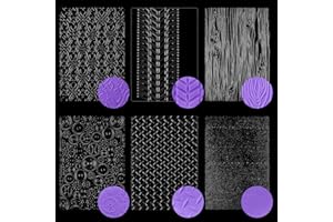 Ocmoiy 6 Pack Fondant Texture Mats Tire Tread Track Wood Grain Fondant Molds for Clay, Chocolate, Fondant Embossed Cake Decoration Mold