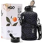 H2O Capsule 2.2L Half Gallon Water Bottle with Storage Sleeve and Removable Straw – BPA Free Large Reusable Drink Container w
