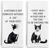 FSTCSV Tuxedo Cat Gifts Kitchen Towels Set of 2, Gifts for Tuxedo Cat Lovers Hand Towel, Every Meal You Make TuxedoCat Decorative Tea Dish Towels for Kitchen, Funny TuxedoCat Kitchens Decor, 16x24in