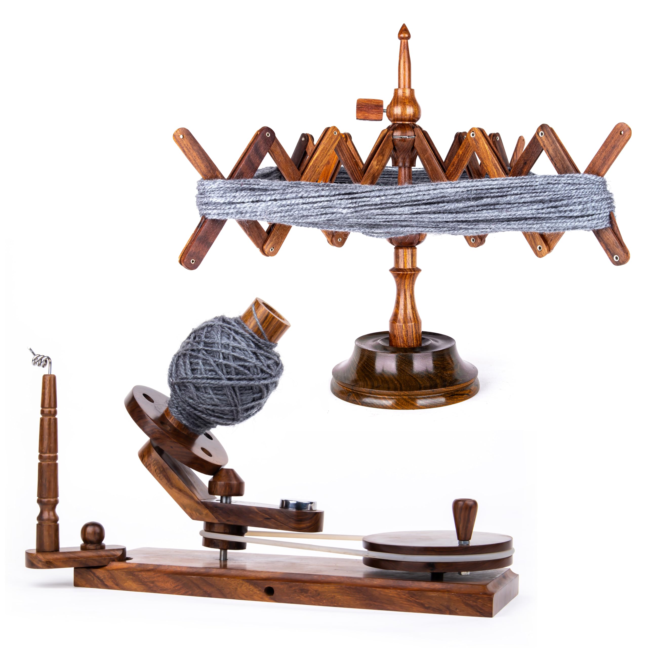 Photo 1 of Displayex India Handmade Rosewood Yarn Swift and Ball Winder Combo - Yarn Ball Winder and Swift, Yarn Swift Table Top, Yarn Winder for Crocheting and Knitting, Wooden Yarn Winder (Rosewood Combo)