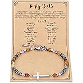 Junifi Dainty Cross Bracelet for Women, Easter Basket Stuffers for Teens, Christian Gifts for Women Friends Sister Daughter Mom Sister in Christ on Birthday Valentine's Christmas