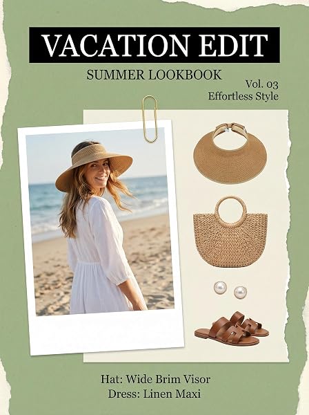 ALTURAGO SUN VISOR HAT FOR WOMEN WIDE BRIM PONYTAIL STRAW HAT UV UPF SUMMER BEACH VACATION PACKABLE FOLDABLE TRAVEL (US, ALPHA, ONE SIZE, KHAKI)