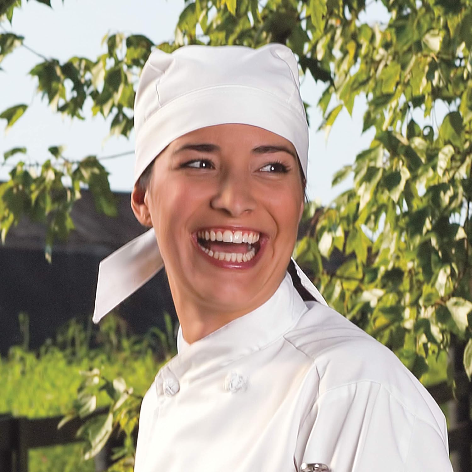 Uncommon Threads Elastic Back Skull Cap Chef Hat with Ties, Black, One Size: Apparel: Clothing