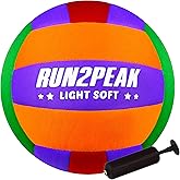 RUN2PEAK Super Soft Light Volleyball - Safe and Quiet Fabric Volleyball Ball for Indoor Play - Official Size 5 Kids Youth Beginners Lightweight Volleyballs Trainer for House Yard Training Practice
