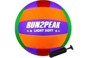 RUN2PEAK Super Soft Light Volleyball - Safe and Quiet Fabric Volleyball Ball for Indoor Play - Official Size 5 Kids Youth Beginners Lightweight Volleyballs Trainer for House Yard Training Practice