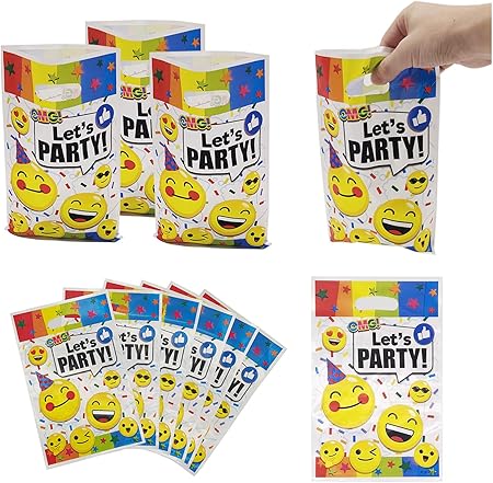Amazon 絵文字パーティーギフトバッグ 誕生日パーティーバッグ 子供の絵文字テーマのパーティーデコレーション 絵文字タイム誕生日パーティー用品 ベビーシャワーに 30個パック 風船 バルーン おもちゃ