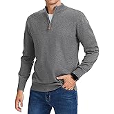 iWoo Men's Quarter Zip Sweaters Slim Fit Long Sleeve Knitted Pullover Mock Neck Business Casual Dress Sweater