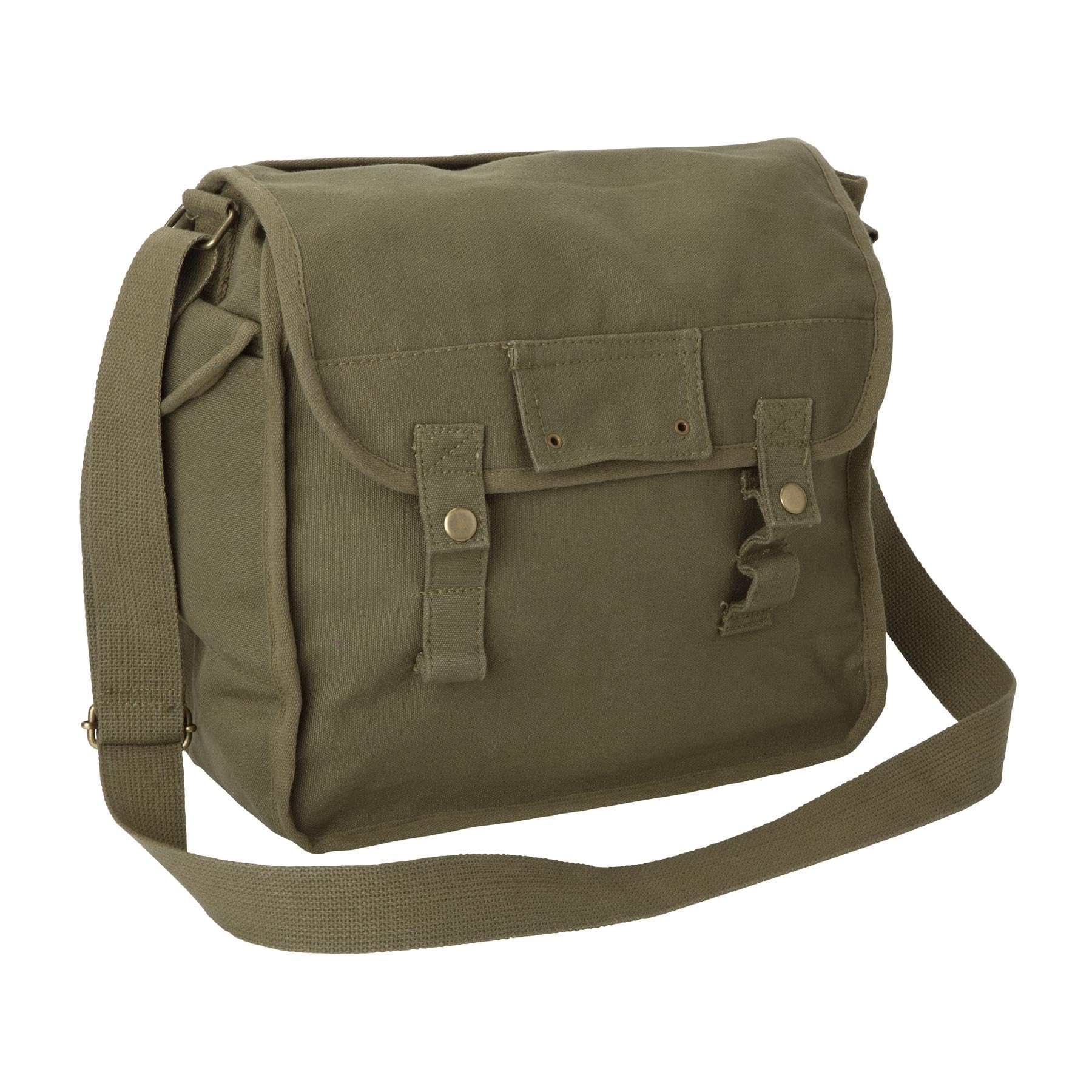 VINTIKA Large Cotton Canvas Side Bag (Olive)