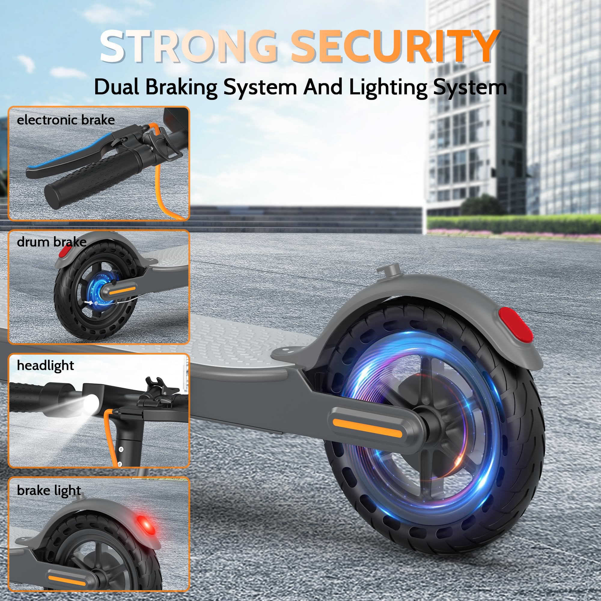 Electric Scooter for Adults, Folding E Scooter with 350W/500W Motor 16-24 Mph Top Speed, Max 15-60 Miles Long Range, 6.5''/8.5''/10''/14'' Solid Tires Commuting Scooters, Dual Brakes, APP