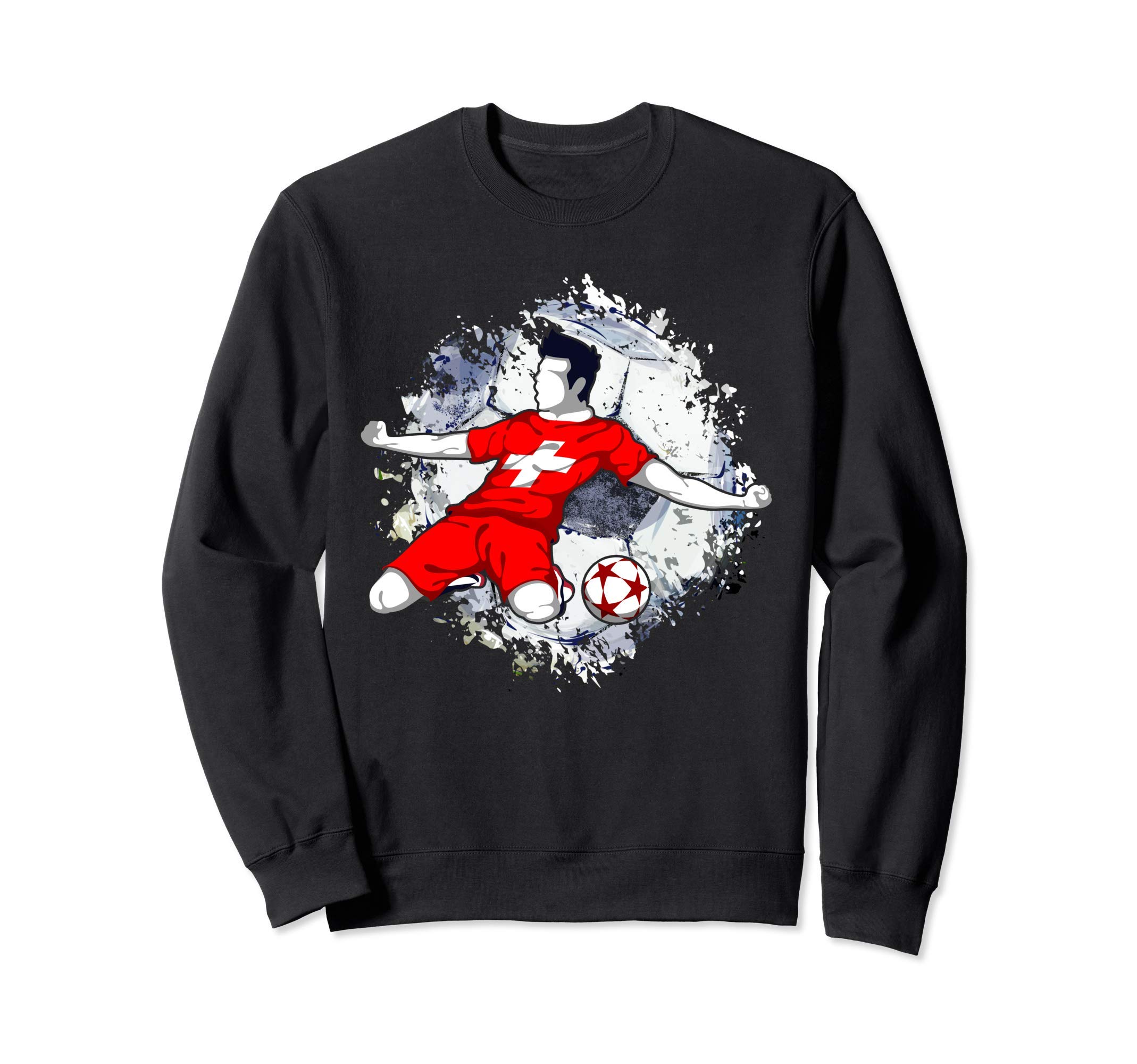 Switzerland Soccer Swiss National Flag Football Striker Art Sweatshirt