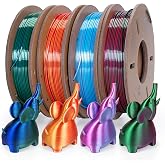 Kretrum Silk Dual Color 3D Printer Filament Bundle, 1.75 mm Color Changing PLA Bundle, 4 Spools 250g Each (Rose &amp; Blue, Red &amp; Gold, Violet &amp; Green, Blue &amp; Green)