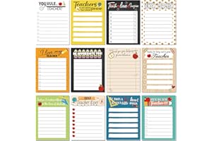 PAJEAN 12 Pcs Teacher Appreciation Notepad Gift Sets Lined Notepads Teacher to Do List Memo Notepads for Present Colored Cute Sticky Paper Notes Organizer Supplies(Cute Style)