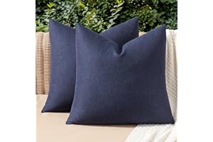 MIULEE Pack of 2 Decorative Outdoor Solid Waterproof Throw Pillow Covers Polyester Linen Garden Farmhouse Cushion Cases for P