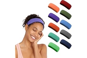 PROJECT BETTER PLACE Workout Headbands -10 Pack | Sweatbands for Women Mens Girls Boys | Non Slip Sweatbands for Yoga Running Fitness | Wicking Hairbands