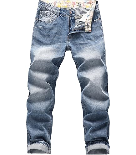 Pantalones De Mezclilla Para Hombre, Corte Recto, Con