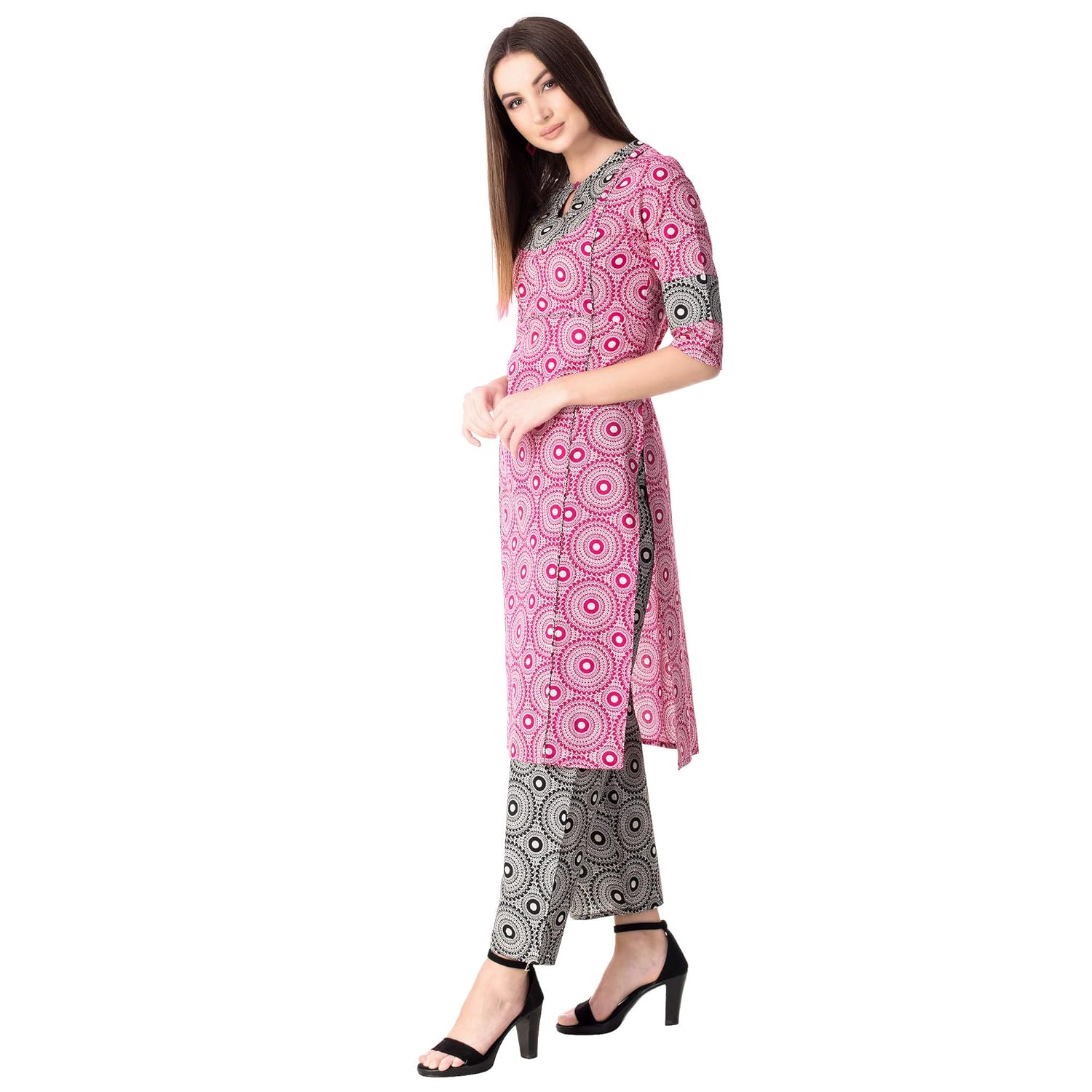 khushal k women's cotton printed kurta with palazzo pant set