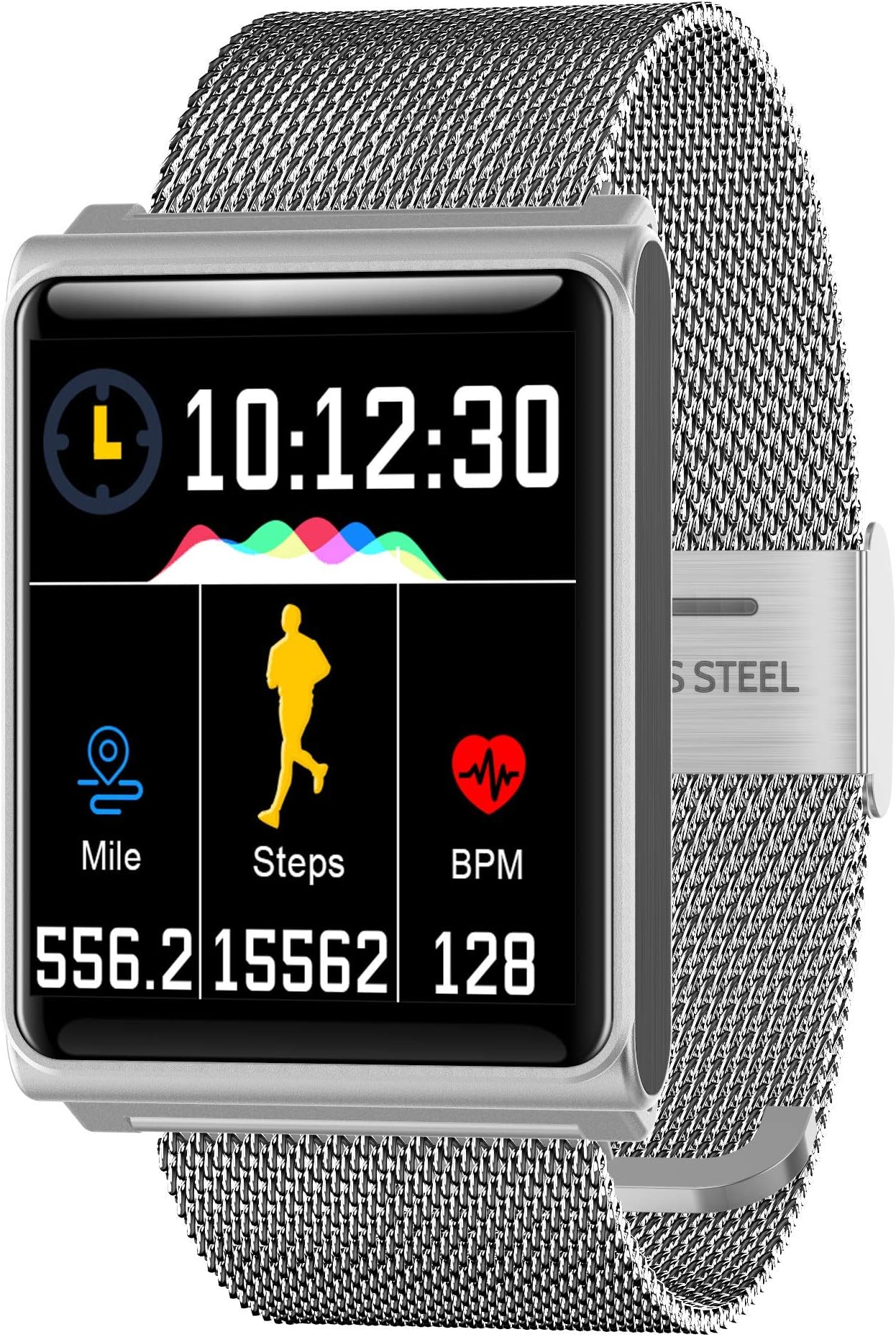 IP67 Waterproof Fitness Tracker Smartwatch with FREE Replaceable Band Swimming Heart Rate Blood Pressure Sleep Monitor Tracker Pedometer Outdoor Sport Bracelet Birthday Gift for Men Women