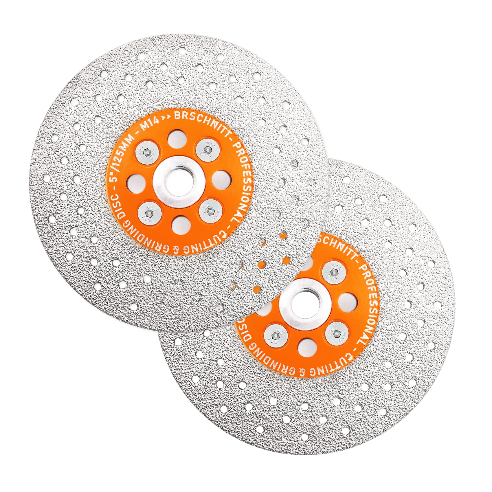 Diamond Granite Cutting Wheel,BRSCHNITT 2pcs 125mm Vacuum Brazed Angle Grinder Diamond Blade with M14 Flange for Grinding Beveling Shaping Rounding Granite,Porcelain,Tile,Stone,Marble,Quartz