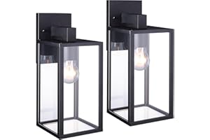 EBIONBRIGHT Outdoor Wall Lantern Waterproof Outdoor Wall Lights, Exterior Light Fixture with Toughened Glass Shade, Matte Black Outdoor Wall Sconce Decorative for Porch, Patio, Garage