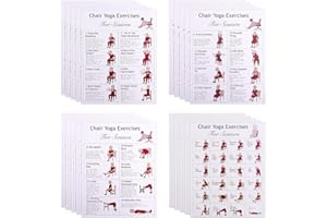 Penitue 20pcs Chair Yoga Poster for Seniors & Beginners, 4 Design Fitness Chair Workout Poster Gentle Seated Exercise Wall Ar