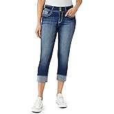 WallFlower Luscious Curvy 23.5” Mid-Rise Cropped Jeans for Women, Insta Stretch Denim Juniors Jeans