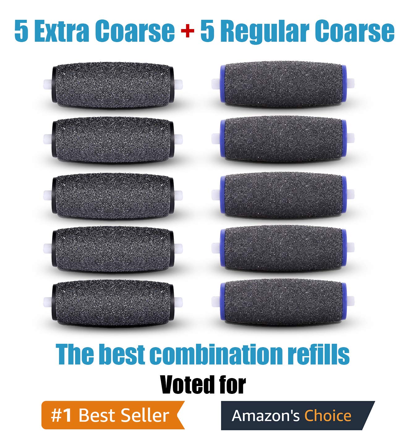 IMPROVED 5 Extra Coarse & 5 Regular Coarse Replacement Refill Roller for Amope Pedi Refills Electronic Perfect Foot File : Beauty