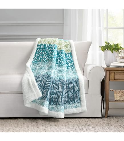 Lush Decor Wal-Sherpa Überwurf 152x127 Cm – Wendbare Kuscheldecke Mit Meeresmotiv In Pink & Aqua