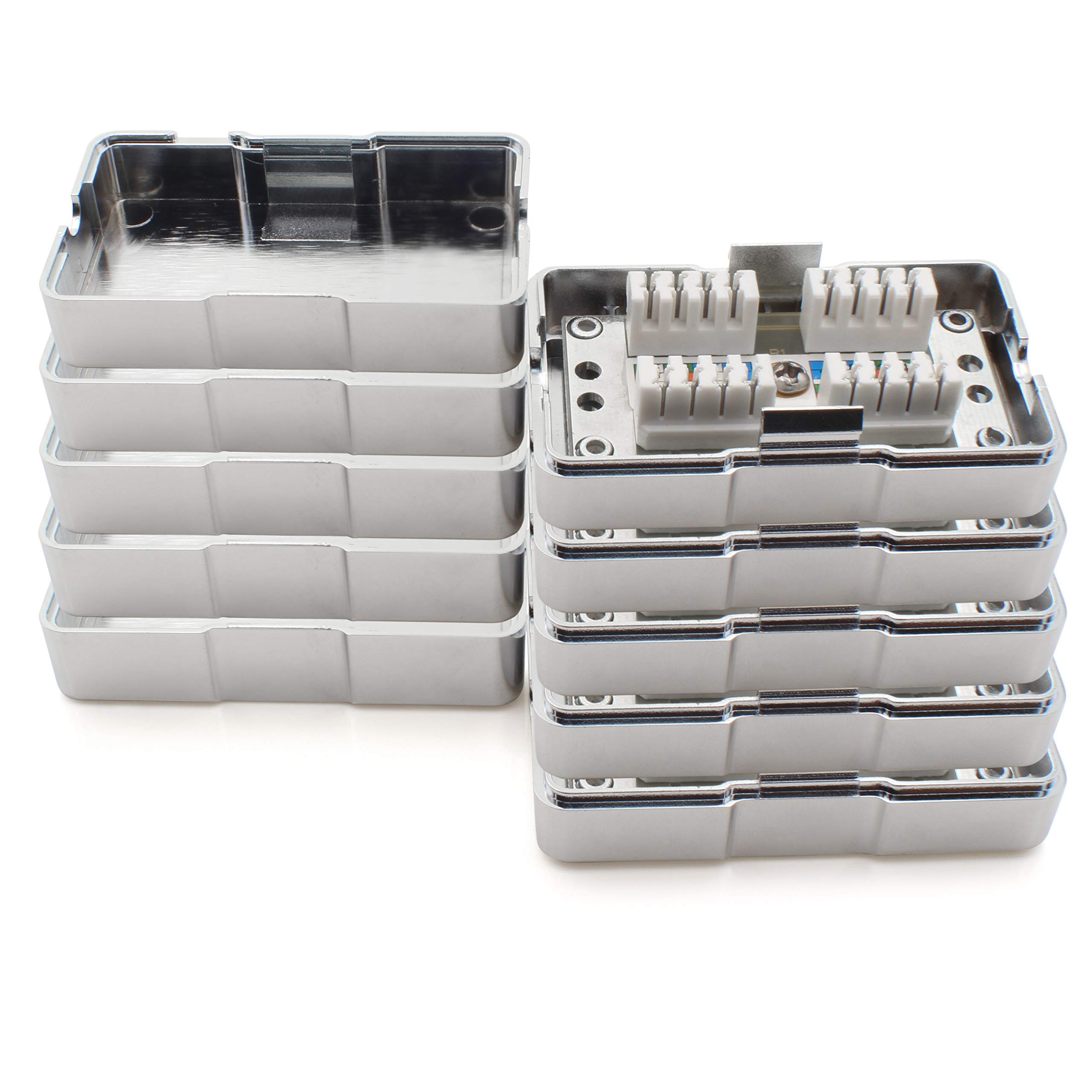 1aTTack.de Connection box 361844 LSA+ network connection box extension LSA+ assembly CAT.6 5 pieces silver