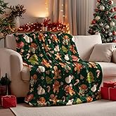 Horaldaily Christmas Flannel Blanket Throw, Green Gingerbread Man Christmas Bear Soft Fuzzy Plush Cozy Fleece Blankets for Couch Sofa Bed Lounging, Ideal Gifts for Kids Adults Wife Self, 50x60